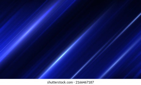 Speed motion effect. Blue glowing lines. Vector background