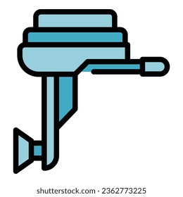 Vector de contorno del icono de la lancha motora de velocidad. Motor marino. Color plano del motor