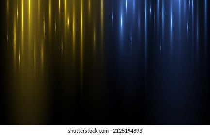 Speed movement pattern design background concept. Abstract glow light lines, golden motion light. Gold glowing neon lines in motion. Yellow and blue horizontal lens flares pack. Vector illustration.