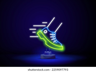 Speed neon icon Running shoes icon in line style. For your design, logo. Vector illustration.