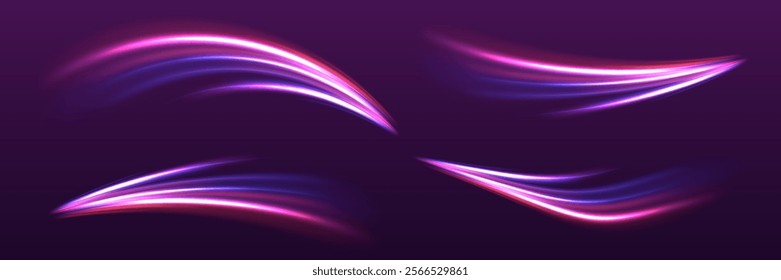 Speed ​​light neon lines. Dynamic flash of light.