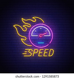 Speed Neon Sign Bright Signboard Light Stock Vector (Royalty Free ...