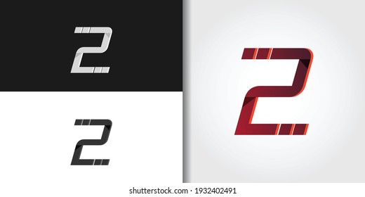 speed number 2 logo set idea template vector