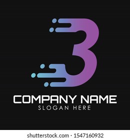 Speed Number 3 Logo Design Template. Motion Speed Number 3. Speed/Fast Logo, Speed/Fast Number, Speed/Fast Letter, Speed/Fast Text Vector Design Concept.