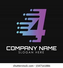 Speed Number 4 Logo Design Template. Motion Speed Number 4. Speed/Fast Logo, Speed/Fast Number, Speed/Fast Letter, Speed/Fast Text Vector Design Concept.