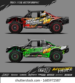 Speed off road truck wrap graphic design vector. Abstract sporty and adventure racing background. Full vector eps 10