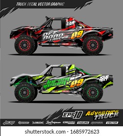 Speed off road truck wrap graphic design vector. Abstract sporty and adventure racing background. Full vector eps 10