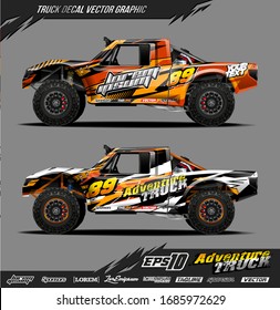 Speed off road truck wrap graphic design vector. Abstract sporty and adventure racing background. Full vector eps 10