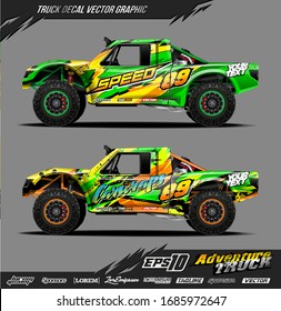 Speed off road truck wrap graphic design vector. Abstract sporty and adventure racing background. Full vector eps 10