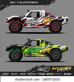 Speed off road truck wrap graphic design vector. Abstract sporty and adventure racing background. Full vector eps 10