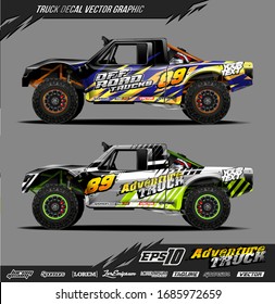 Speed off road truck wrap graphic design vector. Abstract sporty and adventure racing background. Full vector eps 10