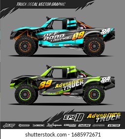 Speed off road truck wrap graphic design vector. Abstract sporty and adventure racing background. Full vector eps 10