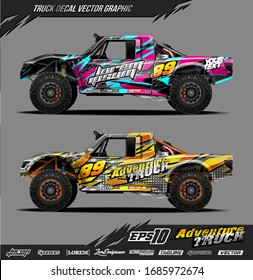 Speed off road truck wrap graphic design vector. Abstract sporty and adventure racing background. Full vector eps 10