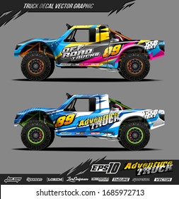 Speed off road truck wrap graphic design vector. Abstract sporty and adventure racing background. Full vector eps 10