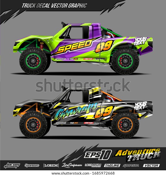 Speed off
road truck wrap graphic design vector. Abstract sporty and
adventure racing background. Full vector eps
10