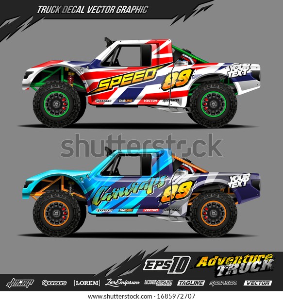 Speed off\
road truck wrap graphic design vector. Abstract sporty and\
adventure racing background. Full vector eps\
10