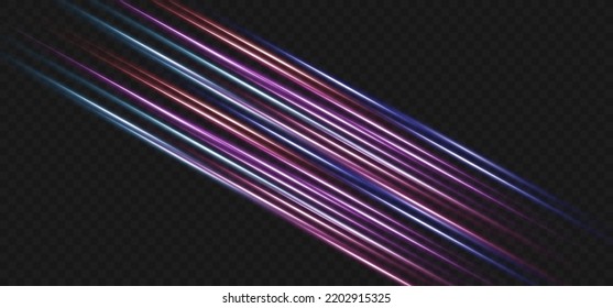Speed ​​effect on blue background.Motion light effect for banners. blue lines. Red lines of light.