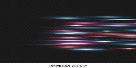 Speed ​​effect on blue background.Motion light effect for banners. blue lines. Red lines of light.