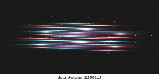 Efecto de velocidad sobre fondo azul. líneas azules. Líneas rojas de luz.