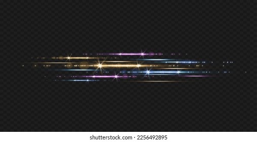 Geschwindigkeit ​ ​ Effekt auf blauem Hintergrund.Motion Light Effekt für Banner. blaue Linien. Rote Lichtlinien.