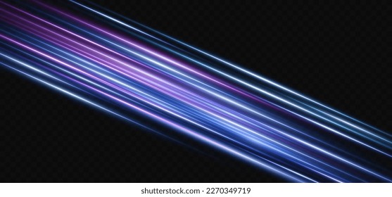 Geschwindigkeit ​ ​ Effekt auf blauem Hintergrund.Motion Light Effekt für Banner. blaue Linien. Rote Lichtlinien.
