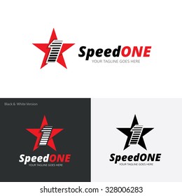 Speed One, Automotive logo,star logo,Vector Logo Template