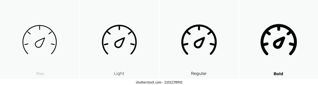 speed one icon. Thin, Light Regular And Bold style design isolated on white background