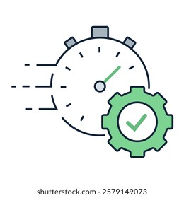 Speed Optimization with Gear Icon. Efficiency Improvement, Fast Operations, and Business Performance Illustration.