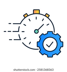 Speed Optimization with Gear Icon. Efficiency Improvement, Fast Operations, and Business Performance Illustration.