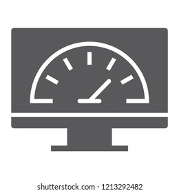Speed optimization glyph icon, traffic and internet, spedometer sign, vector graphics, a solid pattern on a white background, eps 10.