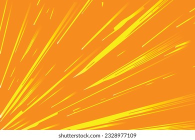 speed orange yellow light lines isolated on background stripe and radial effect style for manga speed frame, superhero action, explosion background