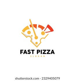 Diseño De Logotipos De Velocidad Y Pizza, Vector De Velocímetro De Comida Rápida, Para Marcas De Comida De Pizza, Sellos, Producto