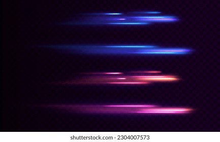 Speed police line. Particle motion effect vector red blue special effect Magic of moving fast lines. Laser beams, horizontal light rays. Particle motion effect. Vector