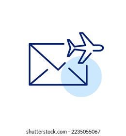 Speed post overseas mail delivery. Pixel perfect, editable stroke line