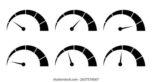 Speed, Power, Fuel Gauge for Car Dashboard. Gauge Icon for Speed Control and Measurement. Speedometer icon set. Fast speed. Internet speed, gauge, dashboard, indicator, tachometer, scale. Credit score