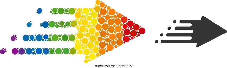 Speed process composition icon of filled circles in different sizes and spectrum colored color tones. A dotted LGBT-colored speed process for lesbians, gays, bisexuals, and transgenders.