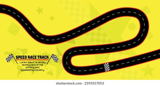Speed race track design sport isolated on yellow background.