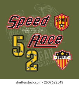 Speed race typography slogan. Vector illustrations for printed t-shirts, screen printing