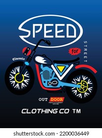 carrera de velocidad, diseño de ilustración de motocicleta de dibujos vectoriales