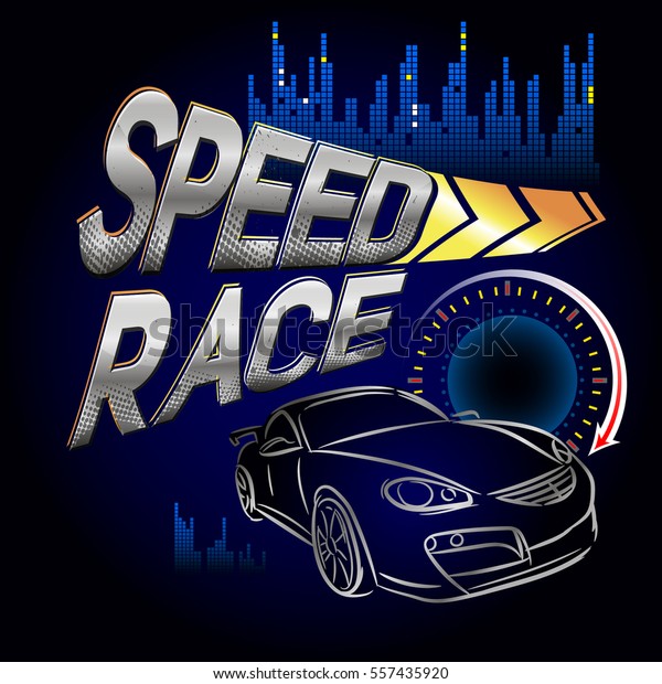 Speed\
race wallpaper with car silhouette,\
speedometer.