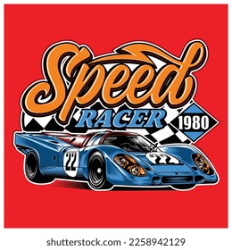 SPEED RACER CAR ILLUSTRATION  was created with vector format, Can be used for digital printing and screen printing 