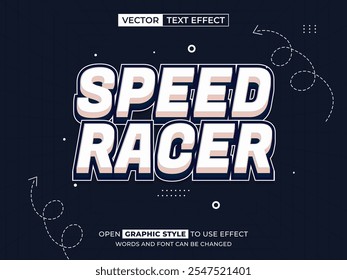 Speed Racer texto editable, efecto de fuente, texto 3D para el título