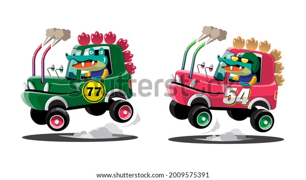 In speed
racing game competition crocodile driver player used high speed car
for win in racing game. Competition e-sport car racing concept.
Vector illustration in 3d style
design