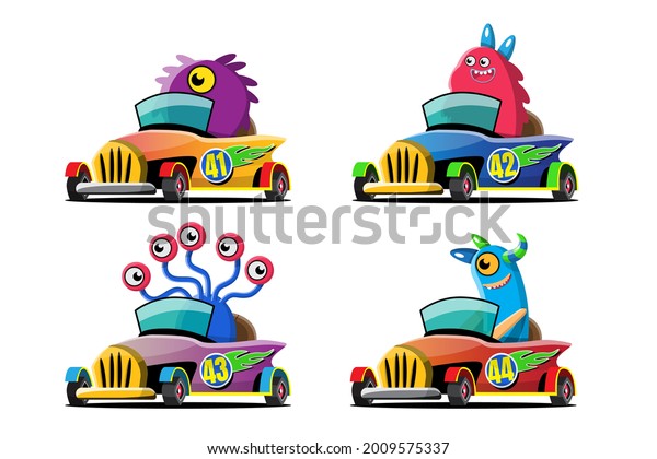 In speed racing
game competition monster driver player used high speed car for win
in racing game. Competition e-sport car racing concept. Vector
illustration in 3d style
design