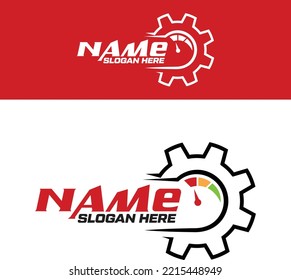 Speed Racing, Gear Logo Design - Speedometer Logo, Car Racing Logo Design - Racing Event - Logo Design 