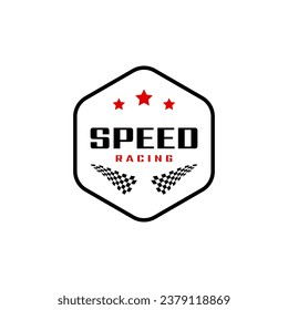 Speed racing motocross badge logo vector design template