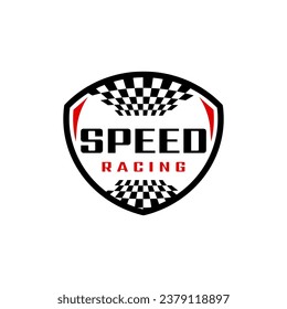 Speed racing motocross badge logo vector design template