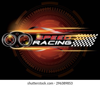 Speed racing with speedometer concept vector