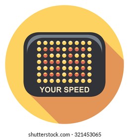 speed radar sign flat icon in circle