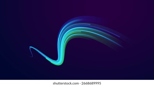 Speed ray fast flash neon stripe lines blur glowing wave color effect night style fantasy bright swoosh power streaks